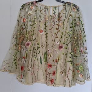 DONATED: Embroidered Floral Lace Blouse - NWOT